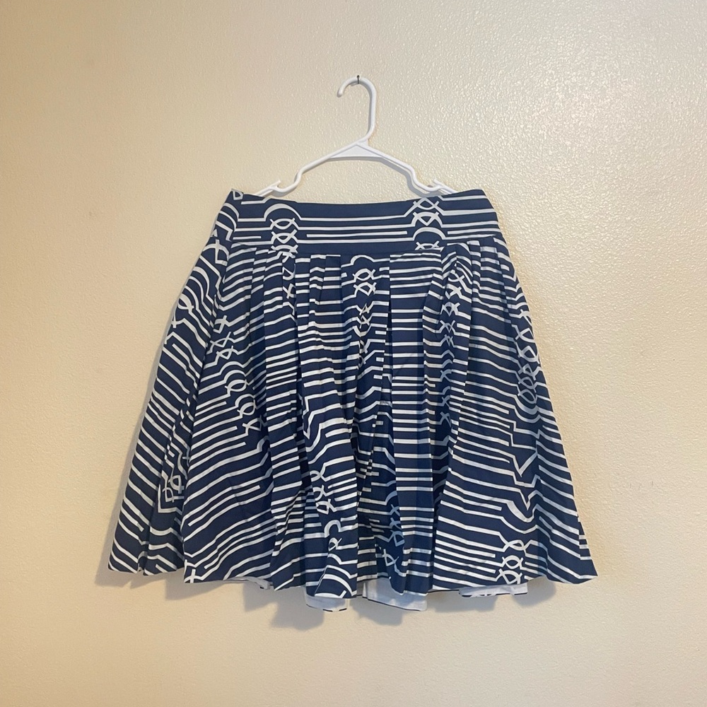 Maeve Navy and White Patterned Skater Skirt